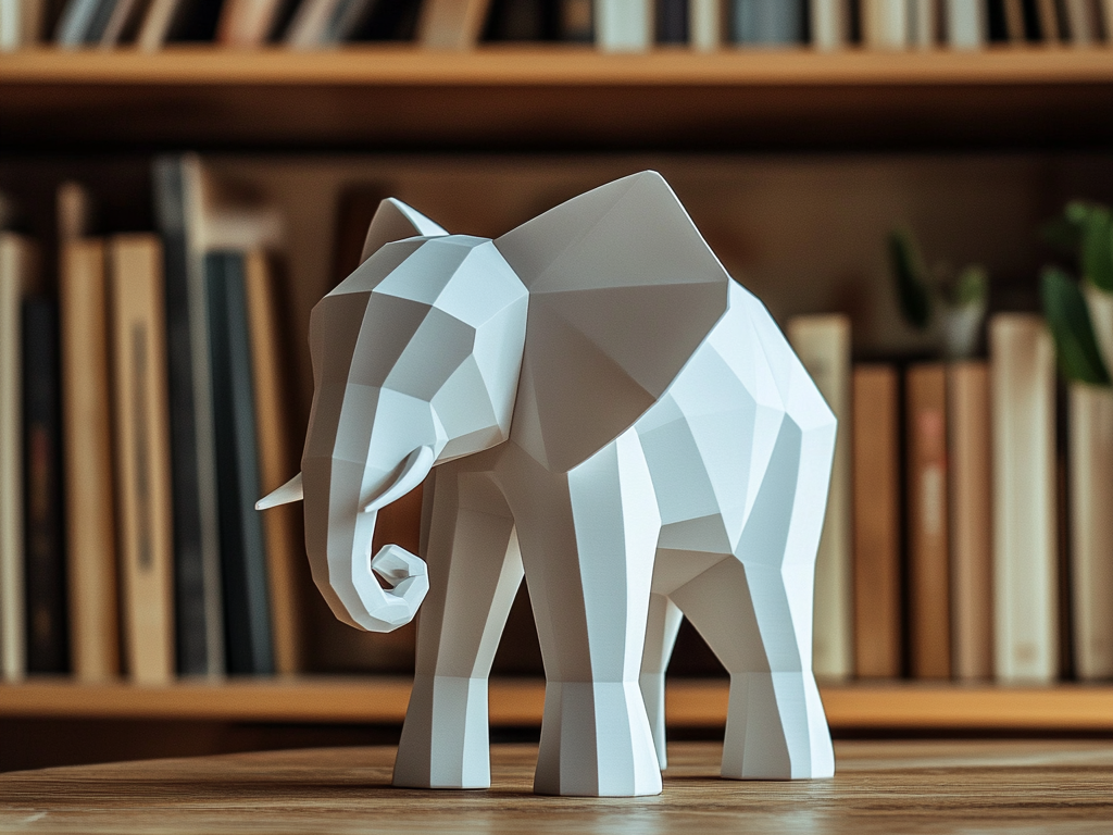 Modern Düşük Poligonlu Fil