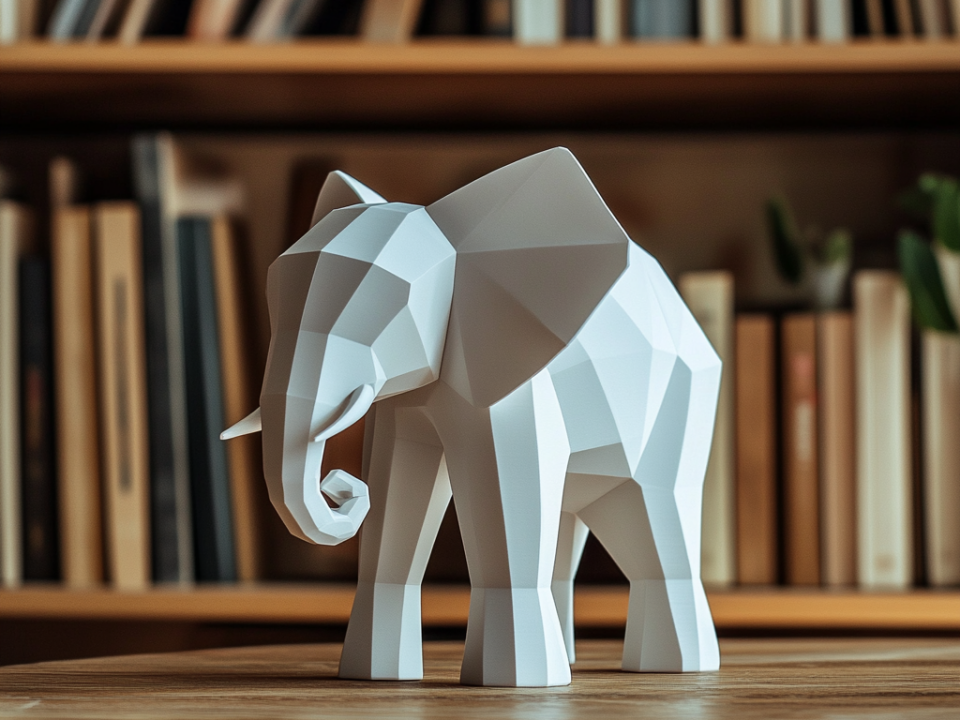 Modern Düşük Poligonlu Fil