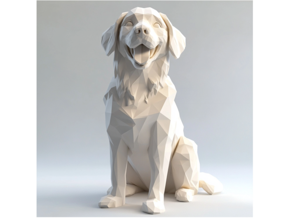 Düşük Poligonlu Golden Retriever